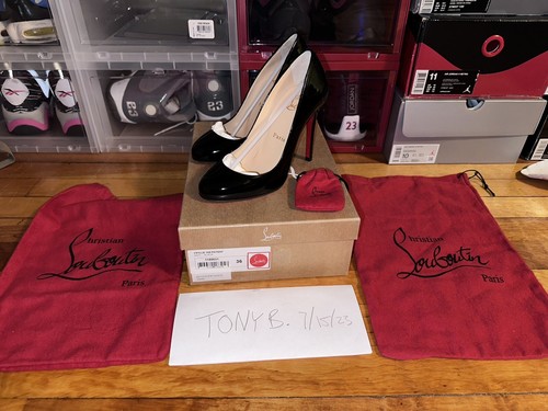 CHRISTIAN LOUBOUTIN Fifille 100 black patent round toe