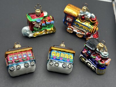 5 Christoper Radko Locomotive Train Gem Ornaments North Pole Junction Read