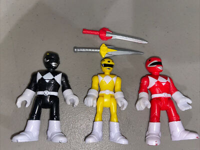 3 Fisher-Price Imaginext Power Rangers Black Red Ranger Action Figure Yellow