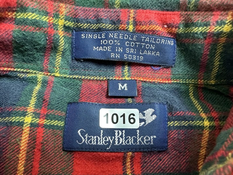 Vintage 80s Stanley Blacker Flannel Shirt Men M Red Plaid Outdoors Preppy Cotton