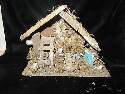 Vintage Nativity Stable Set - Mary,Joseph,Baby Jesus,Cows,Sheep,Donkey - Italy