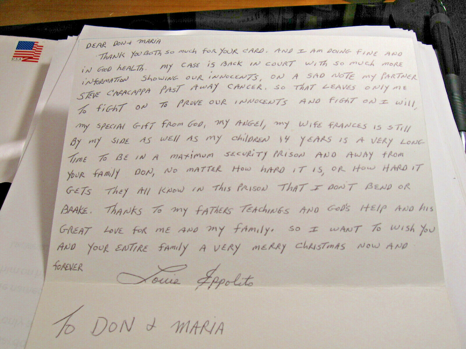 NEW YORK LUCCHESE MAFIA COP LOUIS EPPOLITO PRISON XMAS CORRESPONDENCE......