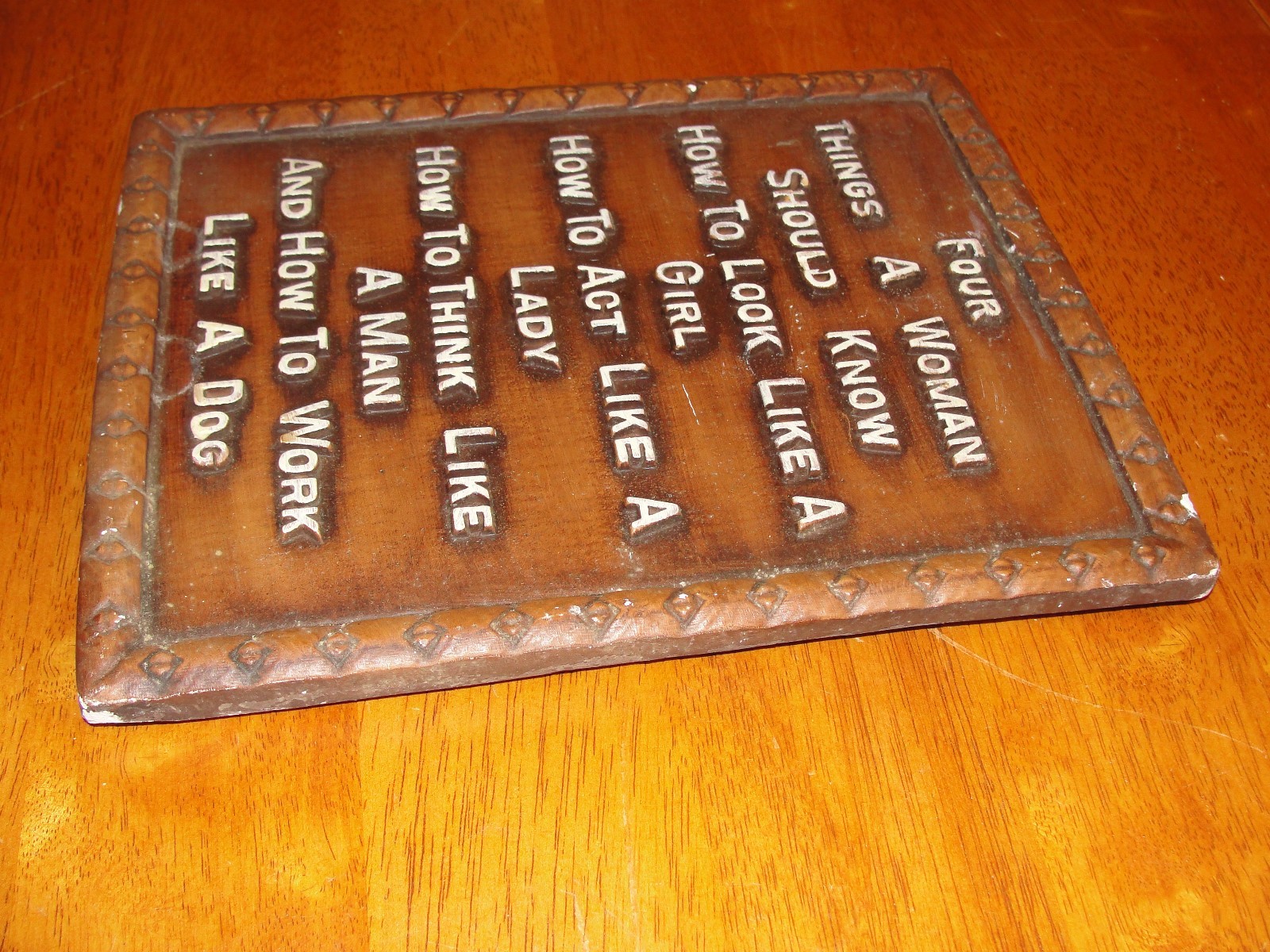 Vintage Chalkware Tile Wall Plaque Picture 