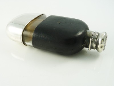 ANTIQUE GORHAM STERLING SILVER & LEATHER HIP FLASK REMOVABLE CUP