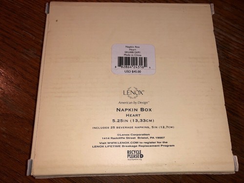 Lenox Napkin Box Heart Design W/ Beverage Napkins And Weighted Heart BRAND NEW