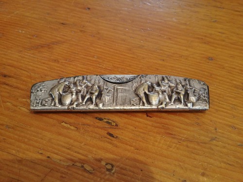 Antique VINTAGE Silver Plated marked Denmark Embossed Pattern Hair comb Case