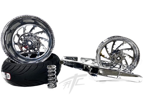 NINJA 240 CHROME FAT TIRE KIT CHROME PIRANHA WHEELS 12-20