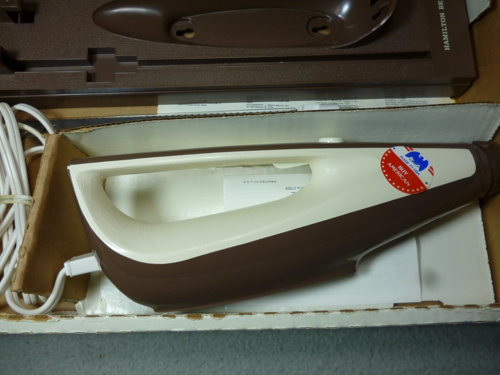 VINTAGE HAMILTON BEACH 293 AL ELECTRIC KNIFE . MINT IN BOX.COMPLETE w/ MANUALS