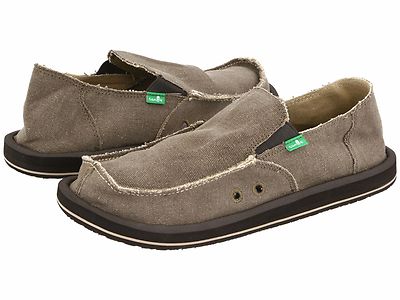 Men's Shoes Sanuk VAGABOND Slip On Canvas Sidewalk Surfers SMF1001 BROWN