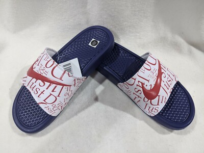 Nike Benassi JDI Royal Blue/Red/Wht Print Women's Slides Sandals-Size 8/9/10 NWB