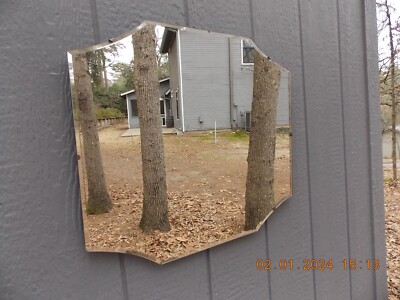 H243 Unique Shaped English Frameless Art Deco Beveled Edge 22 1/2'' X 20'' 0 S&H