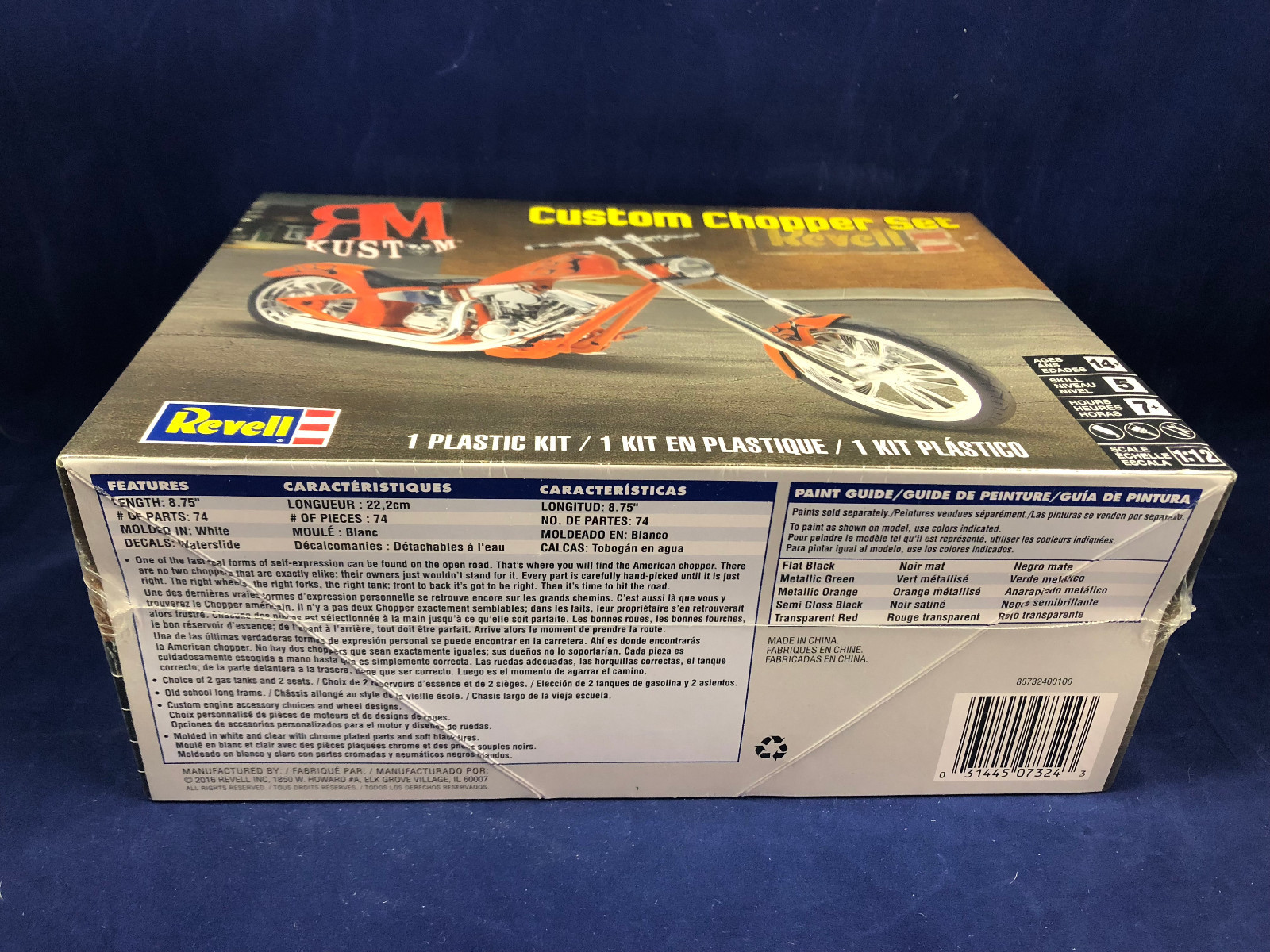 Revell Custom Chopper Set 1:12 Scale Model Kit 85-7324 New in Box Ships Free