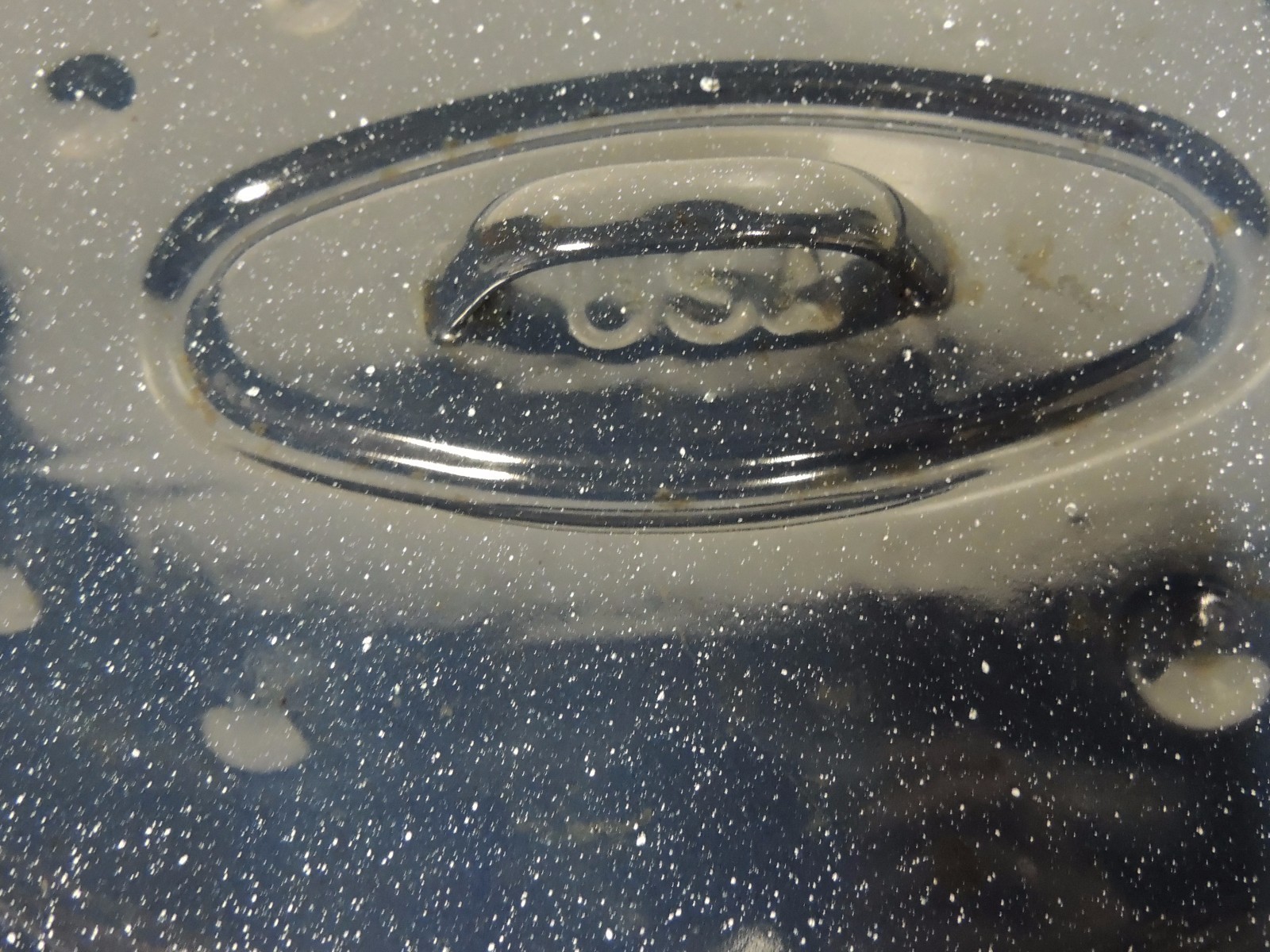 Vintage Blue Granite Ceramic Oval Roaster Made in USA