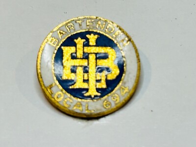 1950's IBL International Bartenders League Union Local 694 Award Lapel Pin Badge