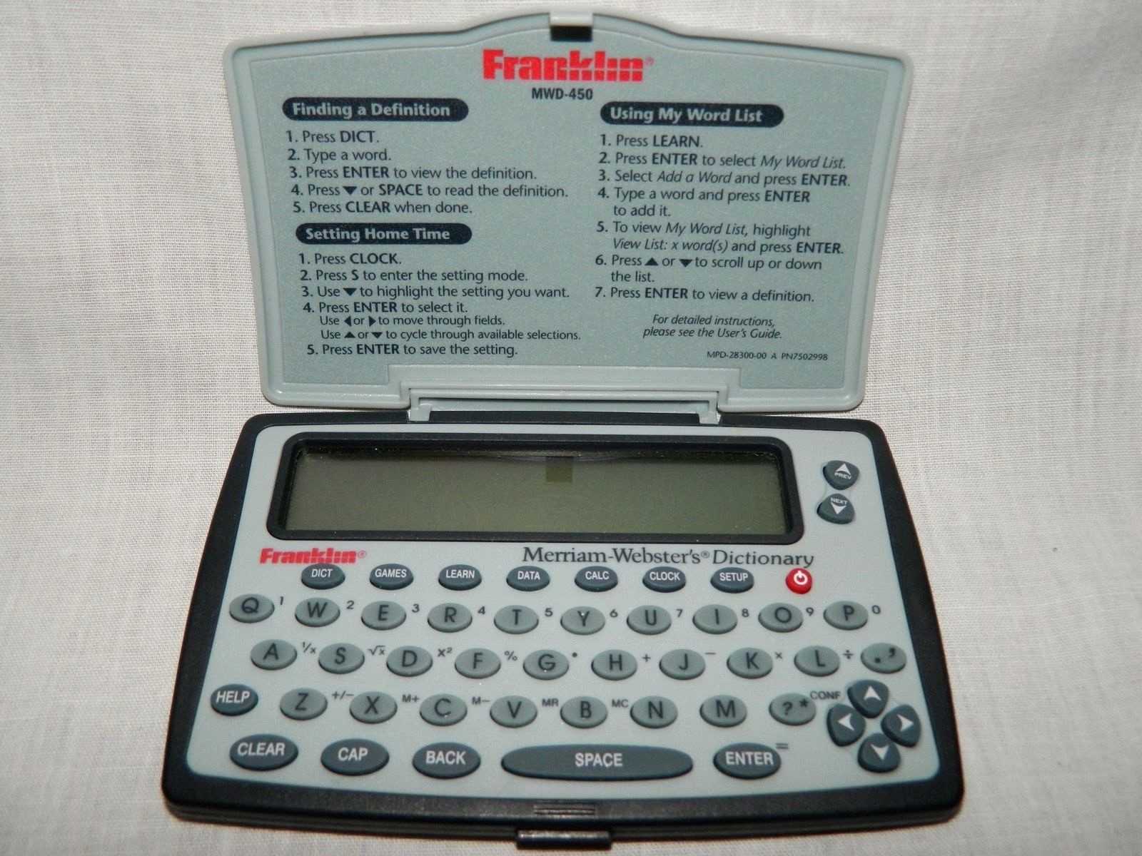Franklin Dictionary Handheld MWD-450 Electronic Merriam Websters WORKING