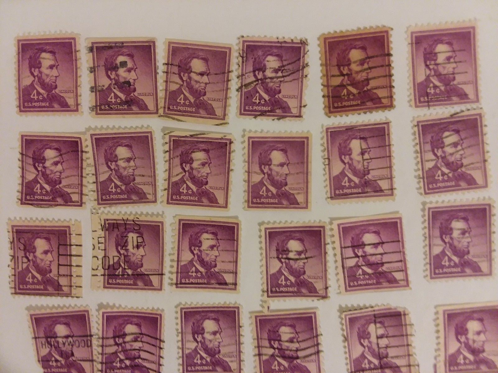 Stamp US 4 Cent Purple Abraham Lincoln Stamp 42 Used Crafts Collage Supplies