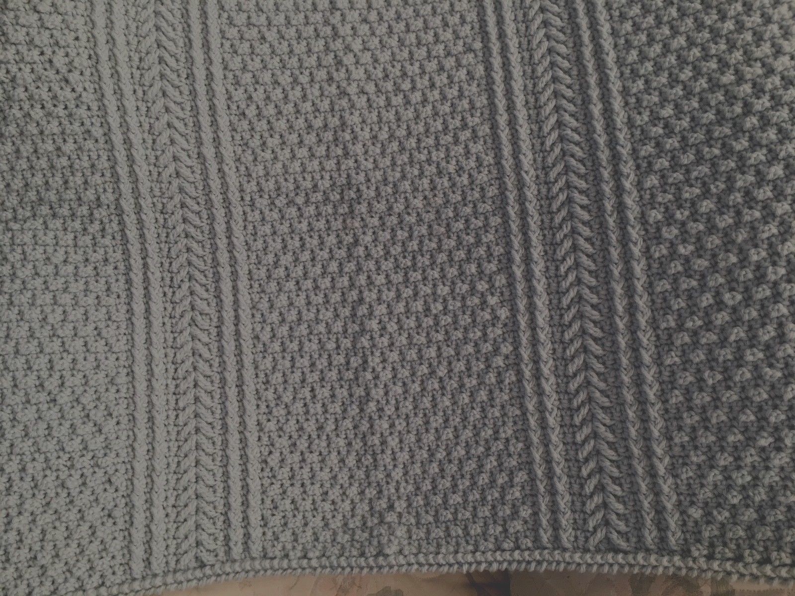 Hand Crocheted Vintage Afghan: Williamsburg Blue, Multi-Stitch Pattern, 44x60