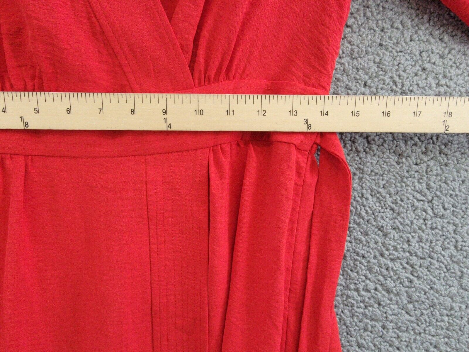 Tommy Hilfiger Faux-Wrap Blouson-Sleeve Midi Dress Womens 4 Red Side Zip Closure - Picture 7 of 16