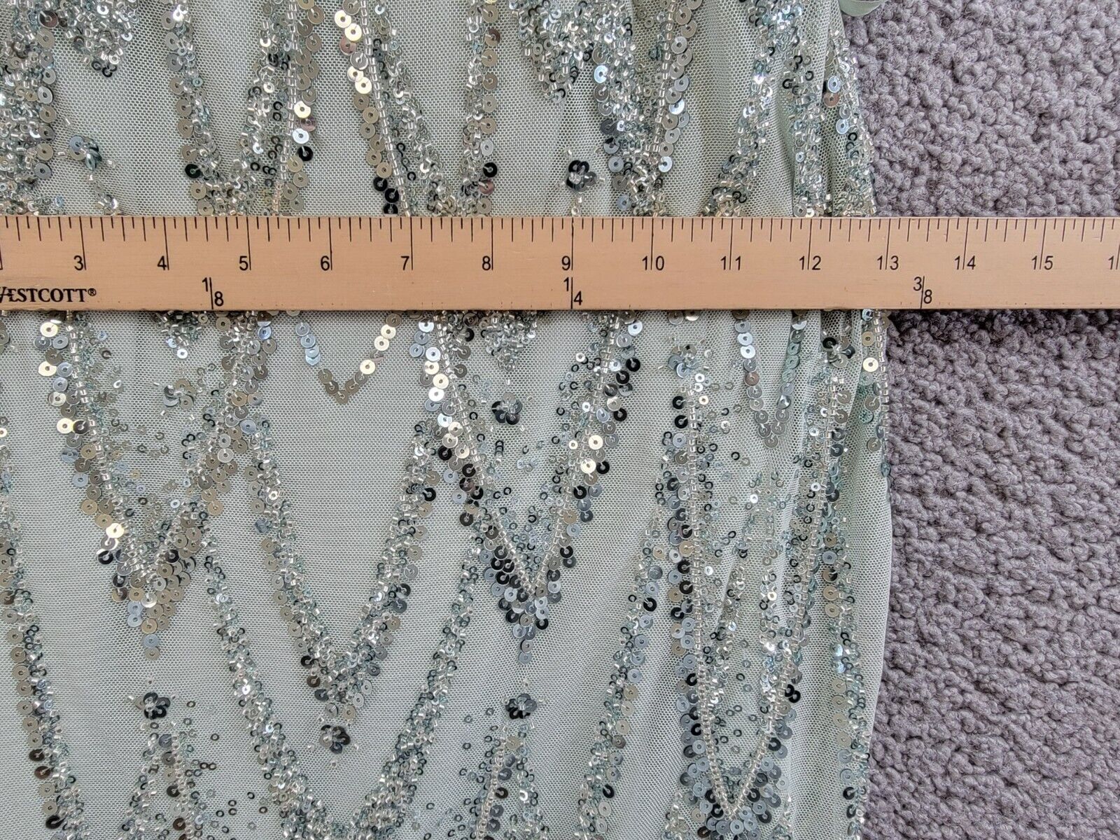 Betsy & Adam Sequin-Embellished Draped-Neck Gown Women's 2 Sage Back Zip Closure - Picture 6 of 14