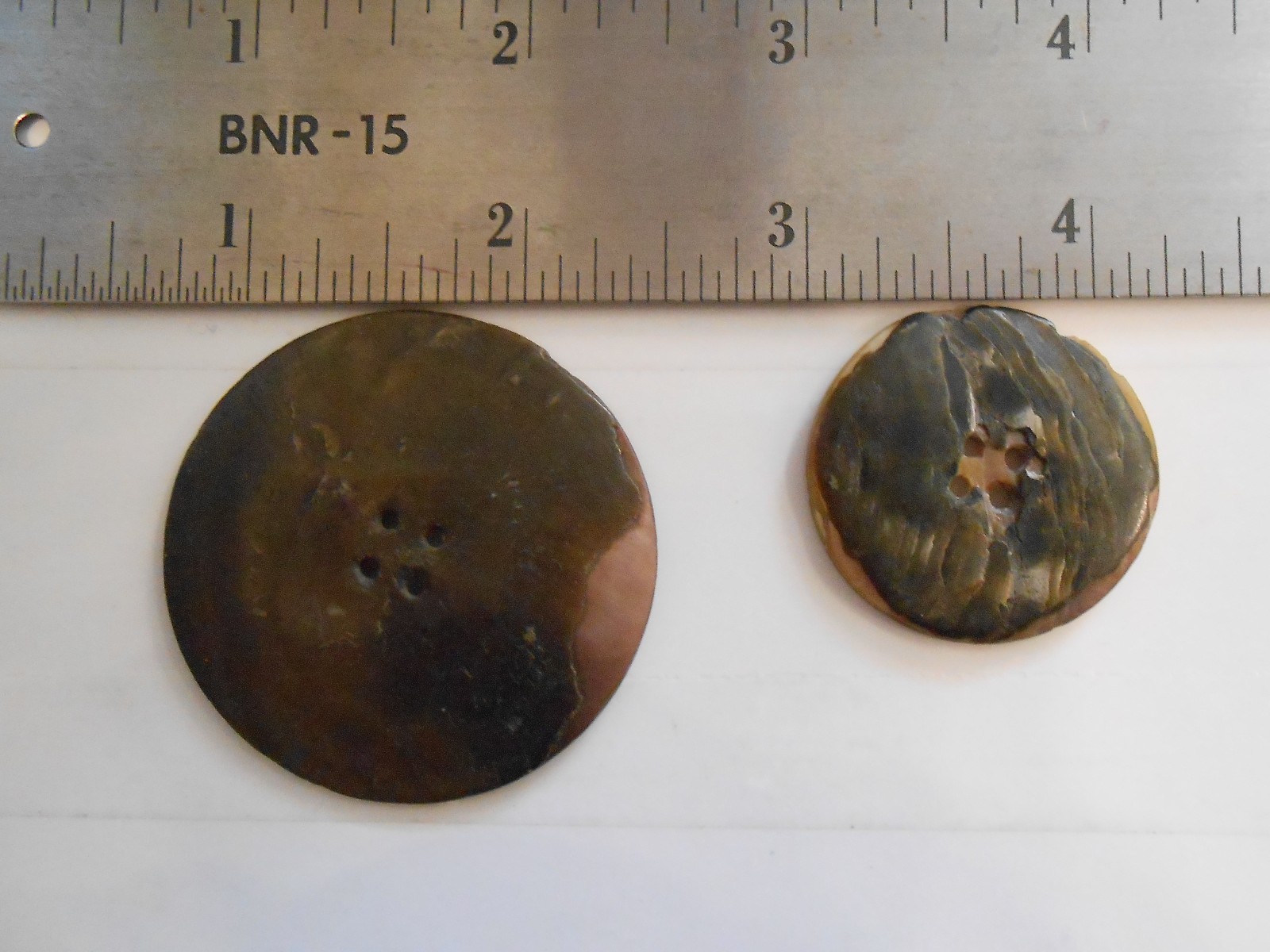 Abolone Shell Buttons (2) Carved, 4 hole buttons!!! Beautifully carved!!!