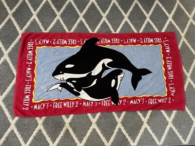 Free Willy 2 Beach Towel 1990's 28 by 56 inches Promo Macy's 1123