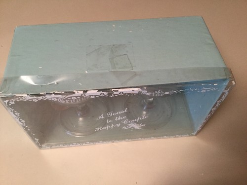Vintage Wedding Bride & Groom Champagne Glasses Short Wedding Toast Set of 2