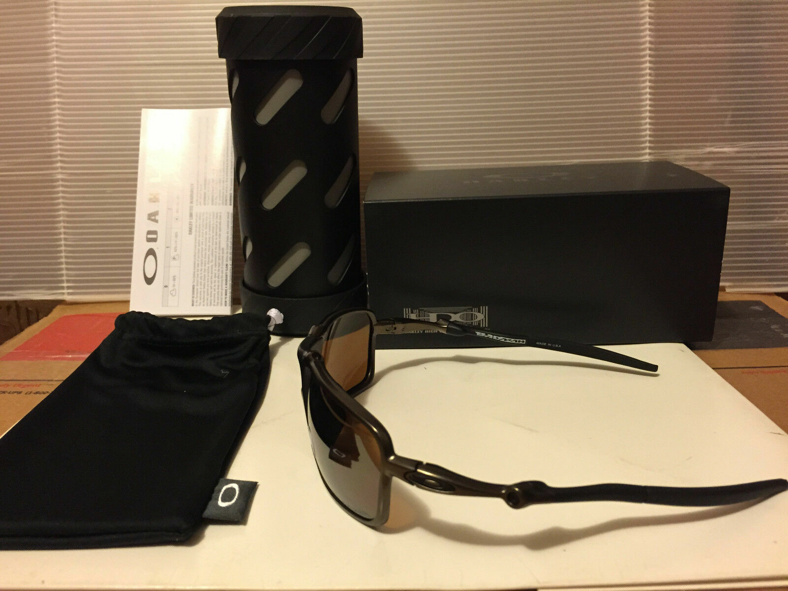 Pre-owned Oakley X-metal Badman - Pewter W/ Tungsten Iridium Polarized, Oo6020-02