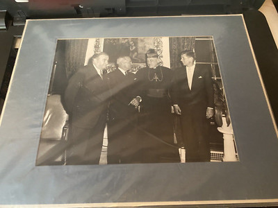 John Kennedy, Harry Truman, Paul Deve & Archbishop 1950  Matted Photograph 11x13