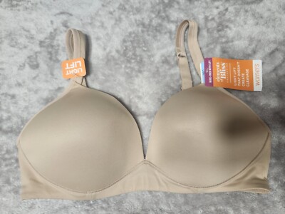Warners Bra Sz 36C Elements Of Bliss Wire Free Lined Beige Light Lift 01298