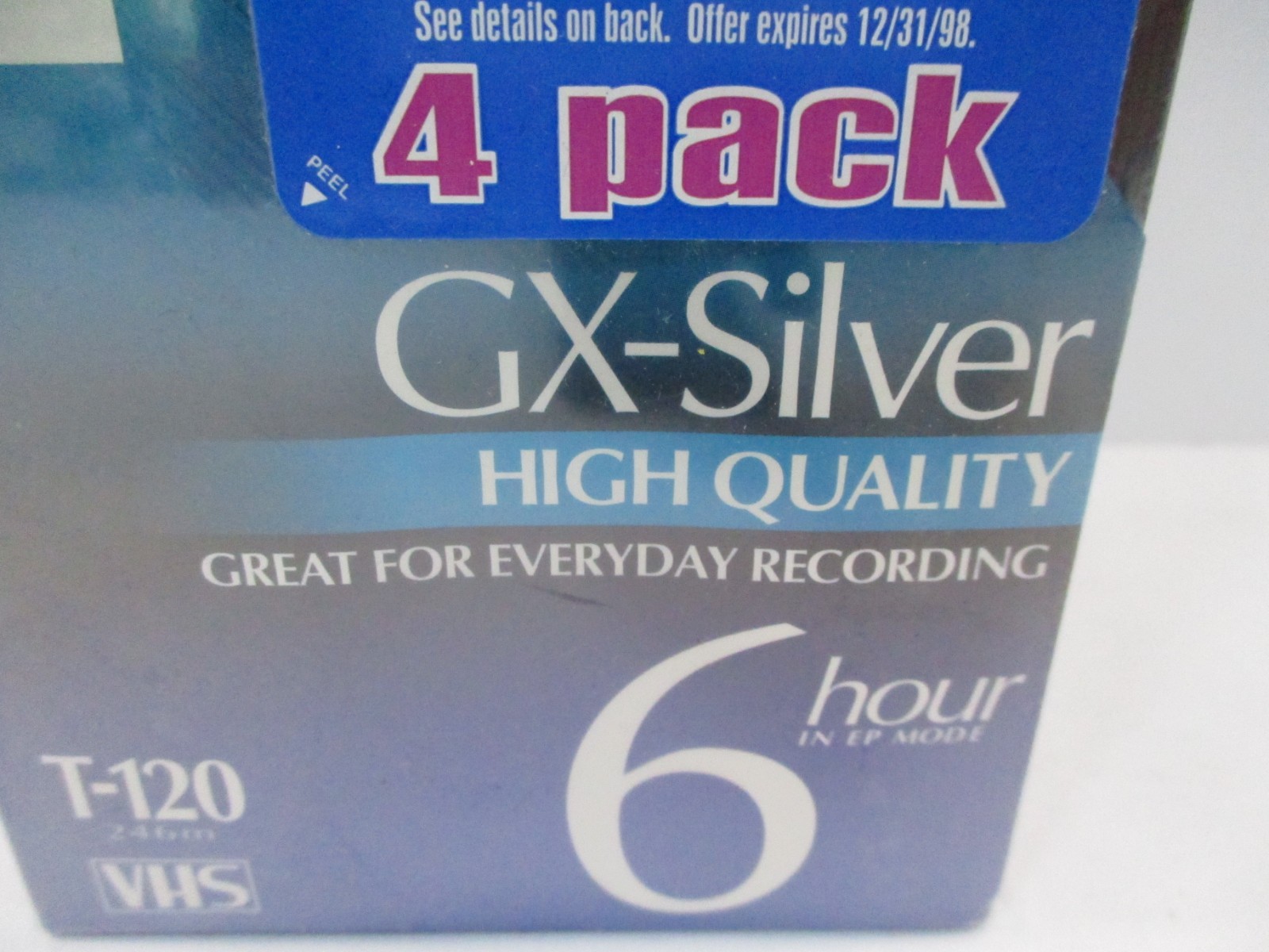 4 PACK Maxell VHS Video Cassette GX Silver T-120 6 Hour Tape Nascar Window Cling