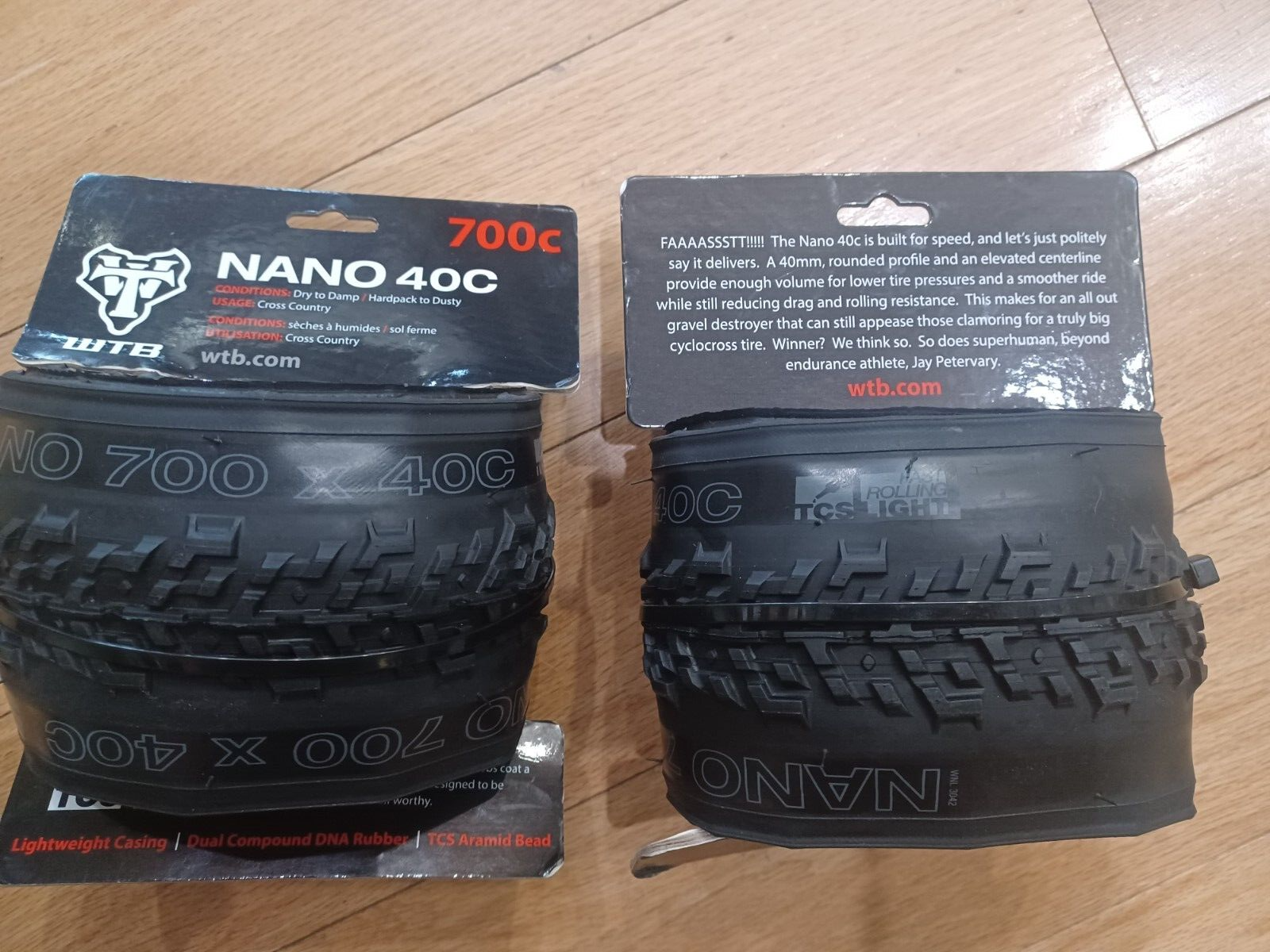 新品2本 WTB NANO TCS FAST ROLLING 40×700c TIRES FOLD 700 x 40 WTB Nano TCS Light Fast Rolling Tan