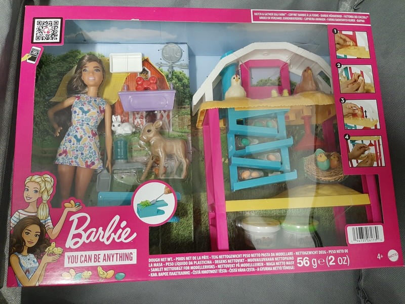 Barbie Bauernhof Kneteset Mit Puppe HÃ¼Hnern Kalb Ostern Wie Play-Doh Neu