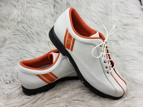CALLAWAY GOLF W349-22 White Orange Golf Shoes Cleats Size 9