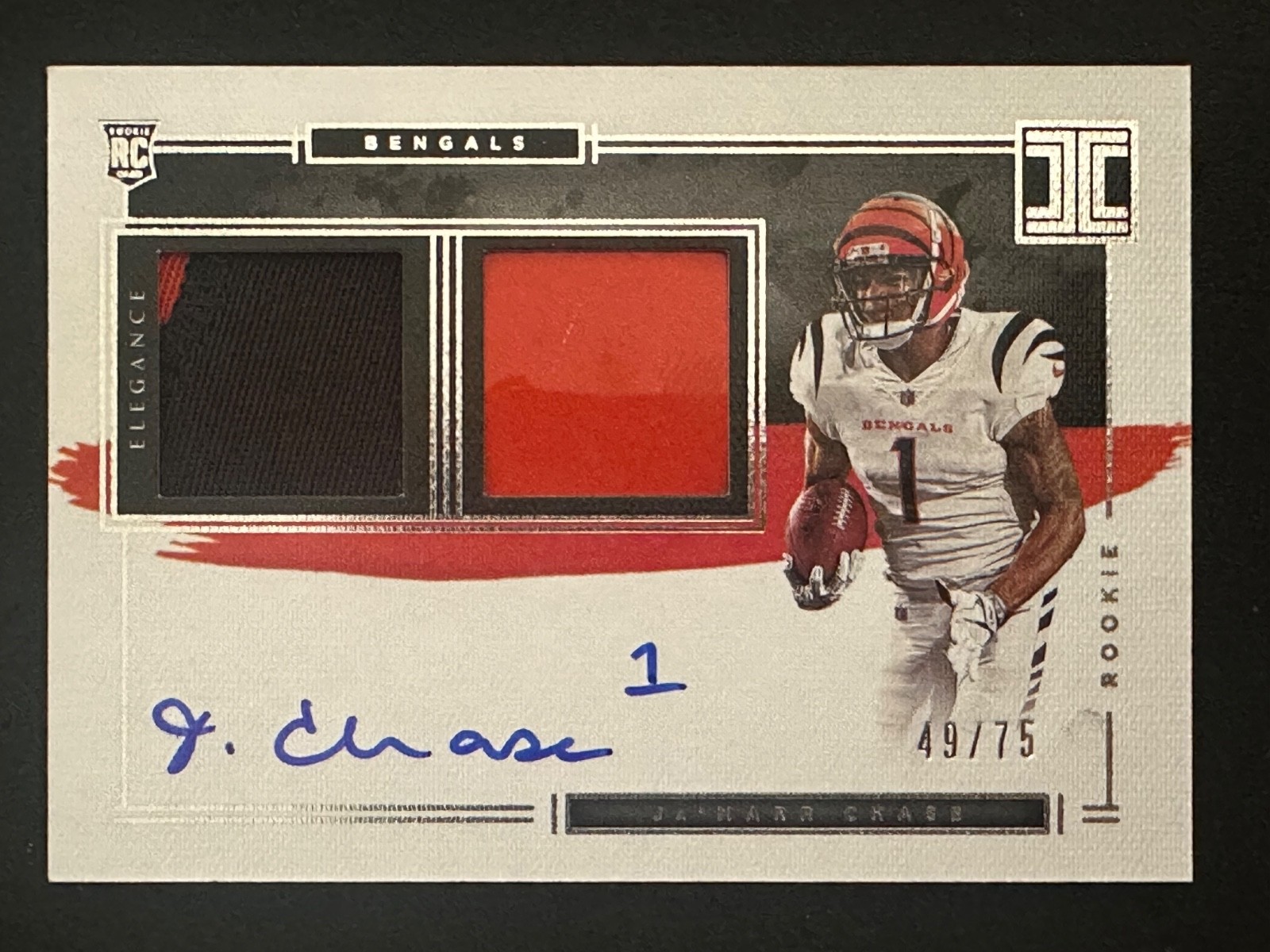 2021 Panini Impeccable #112 Ja'Marr Chase 49/75 Auto Patch Jersey RC Rookie