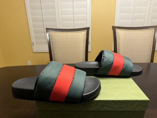 Pre-owned Gucci Logo Colors Padded Slide Sandals Size 38 / Us 8 In Multicolor