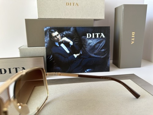 Pre-owned Dita Mach-five Drx-2087-i Gld Brn Brushed White Gold-brown Gradient Sunglasses