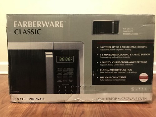 Farberware Microwave Oven Classic 0.9 Cu Ft 900 Watt Stainless Steel FMO09AHTBKC