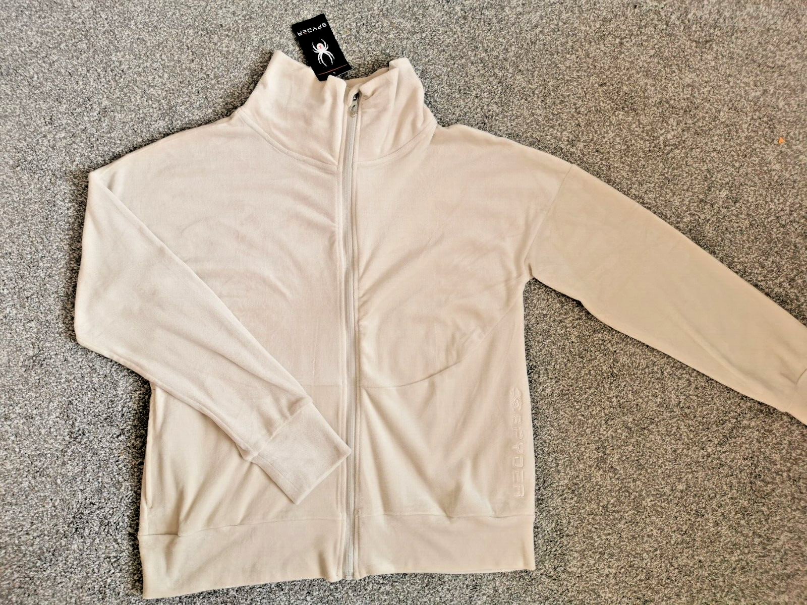 New Women's Velour Spyder White /Cream Full Zip Polyester