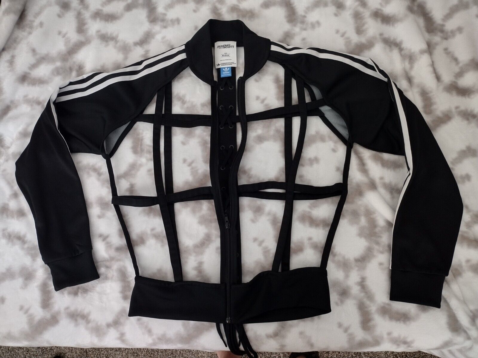 Rare Black 'Chain Cage' track jacket by Jeremy Scott Adidas Rare Black 'Chain Cage' track jacket by Jeremy Scott Adidas