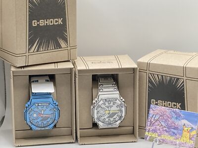 Pre-owned Casio G-shock Ga-2100mng-7ajr Ga-2100mng-2ajr 2set Watch Manga Fedex Or Dhl