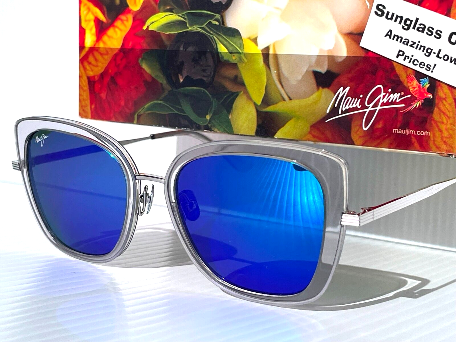 Pre-owned Maui Jim Violet Lake Transparent Polarized Maui Blue Lens Sunglass B843-11