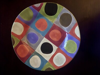 Pier 1 Imports Urban Dots Dinner Plates (11.5'') Colorful Earthenware Retired