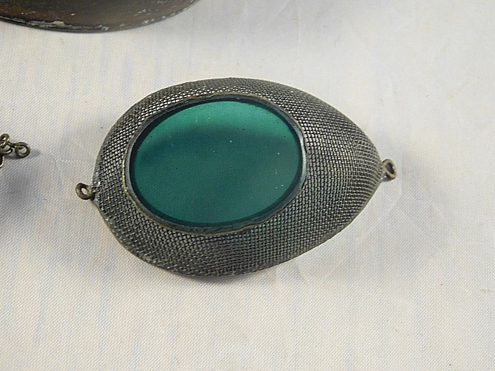 ANTIQUE 1900s MOTORCYCLE STEAMPUNK BLUE LENS EYEGLASSES