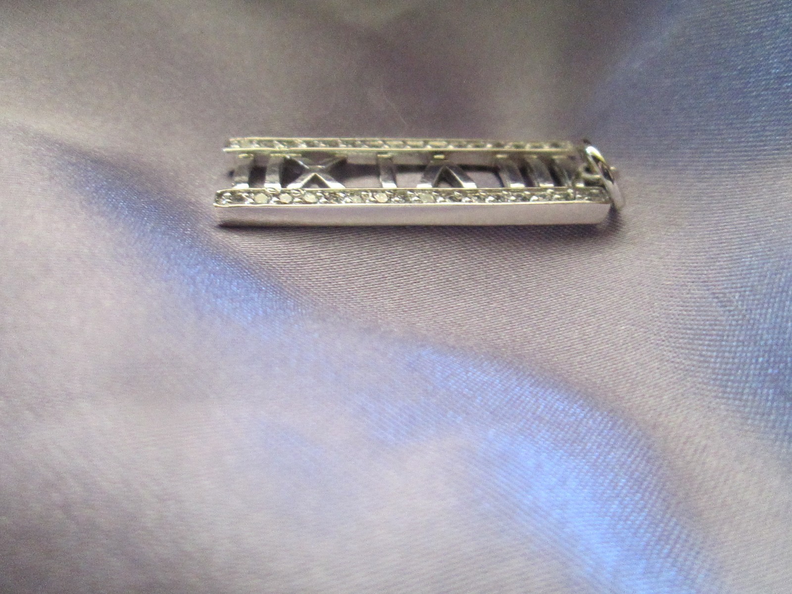 Unique Sterling Silver Ladder Pendant with Clear Stones