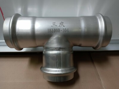 Water Pipe Double Clamping Equal Diameter Tee (DN100 II 304) Pipe Fittings