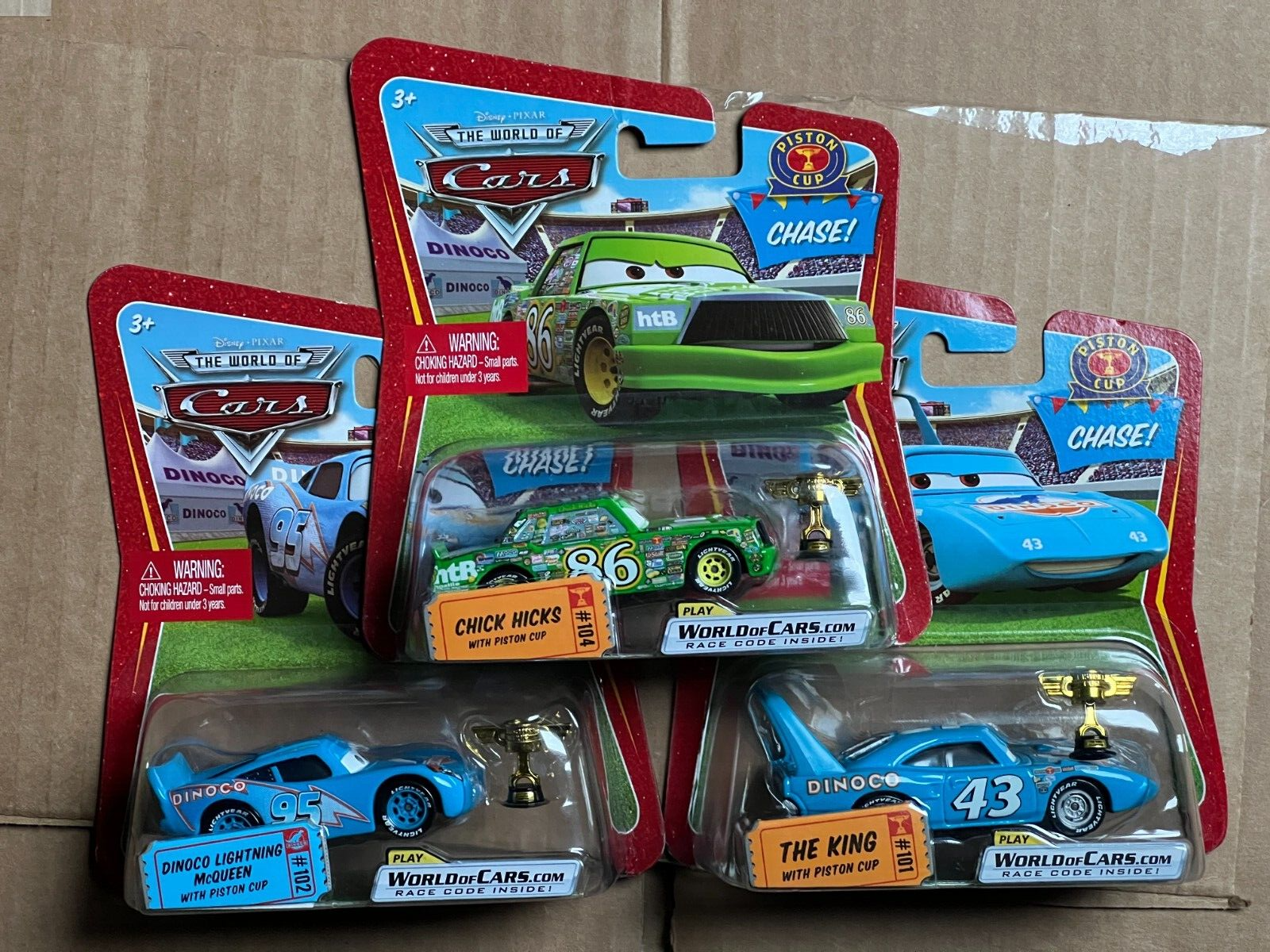 Disney Pixar Cars King Chick McQueen with Piston Cups Lot of
