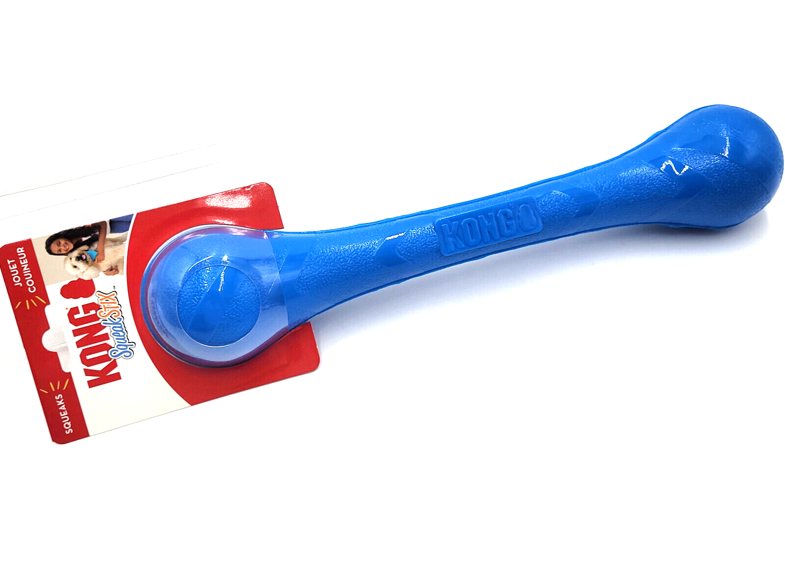 KONG SqueakStix Medium 13" Blue Squeaky Flexible Tug & Fetch Dog Toy 