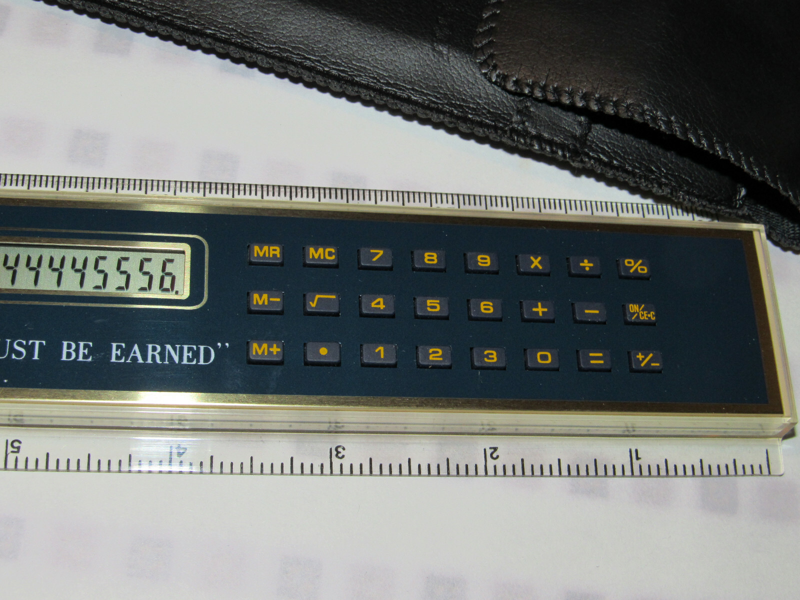 VTG 80s UNUSED CHEVROLET CALCULATOR/RULER/CLOCK W/CASE& 12" CHEVY CORVETTE RULER