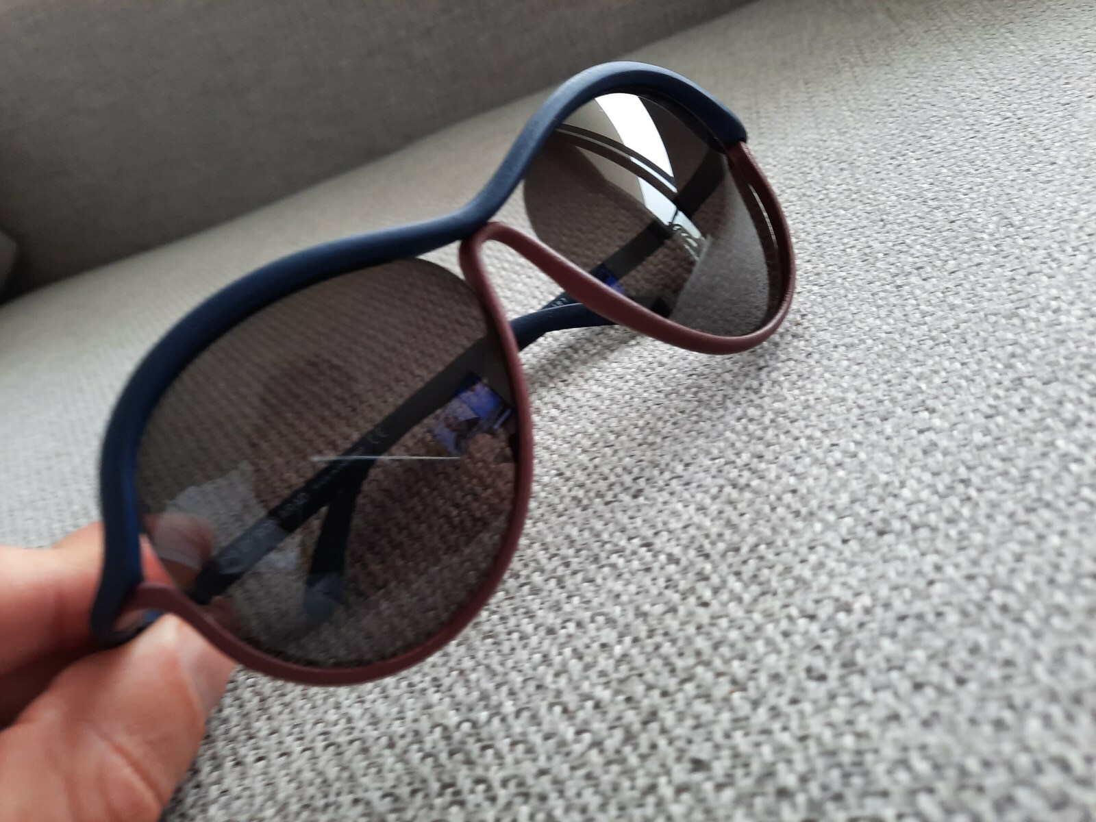 Pre-owned Ron Arad Pq By  Sunglasses Aviator Model B814 Color (lr1) Blue & Bordeaux 55-15 In Gray