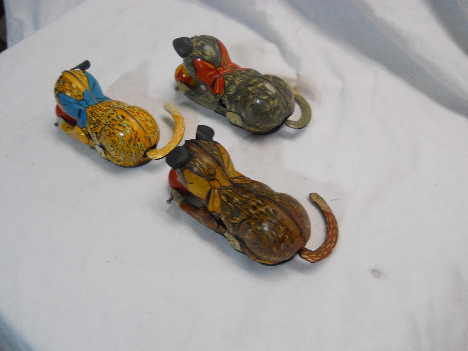 Three 1940's Marx Cat Rollover Wind-up Toys